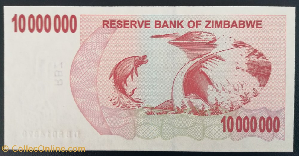 billet afrique zimbabwe p 055b 10 million dollars 2008
