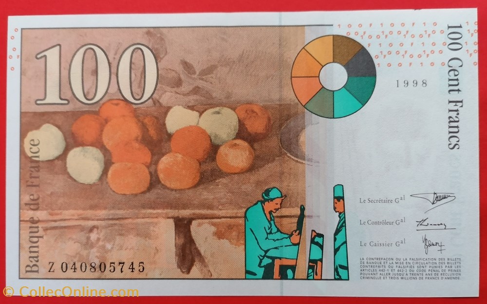 France P-158a.2 100 francs Cézanne 1998 billet europe france p 158a 2 100 francs cezanne 1998