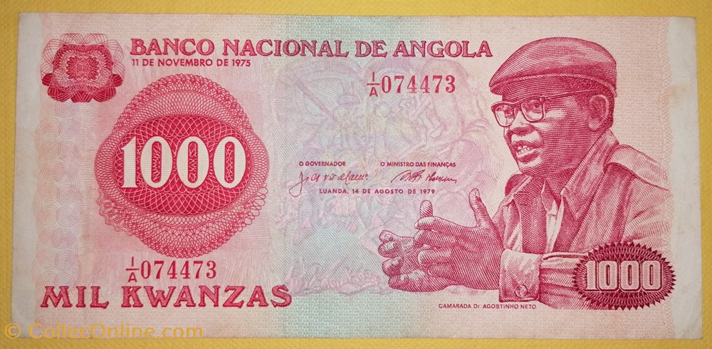 Angola P-117a 1000 Kwanzas 1979 billets afrique angola p 117a 1000 kwanzas 1979