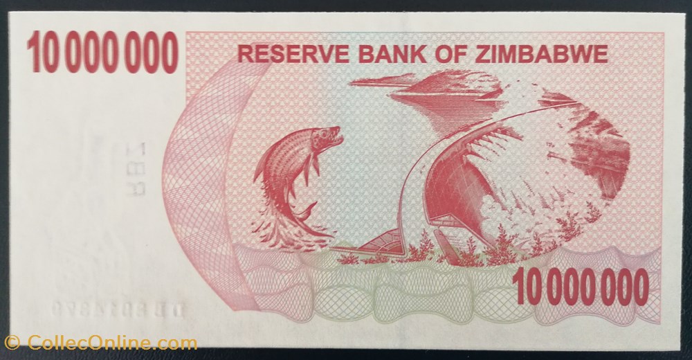 billet afrique zimbabwe p 055b 10 million dollars 2008