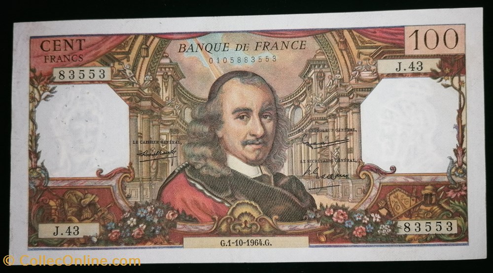 billet europe france p 149a 4 100 francs pierre corneille france 1964