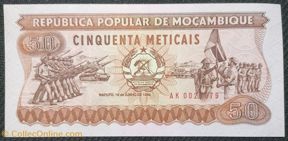 billet afrique mozambique p 129b 50 meticais 1986