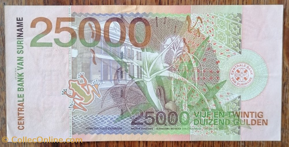 25 000 Gulden Surinam 2000 billet amerique du sud suriname 25 000 gulden surinam 2000