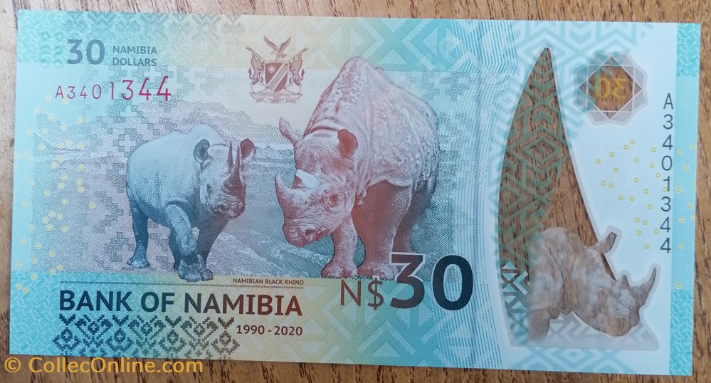 Namibie P-18a 30 dollars 2020 billet afrique namibie p 18a 30 dollars 2020