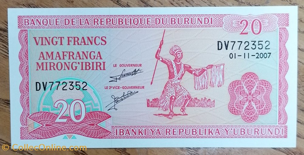 billet afrique burundi p 027d 5 20 francs 2007