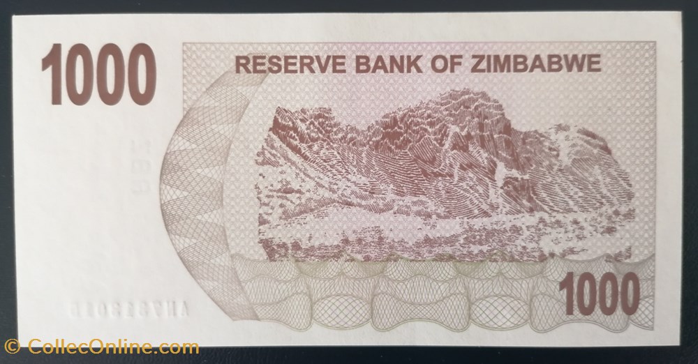 billet afrique zimbabwe p 044 1 000 dollars 2007
