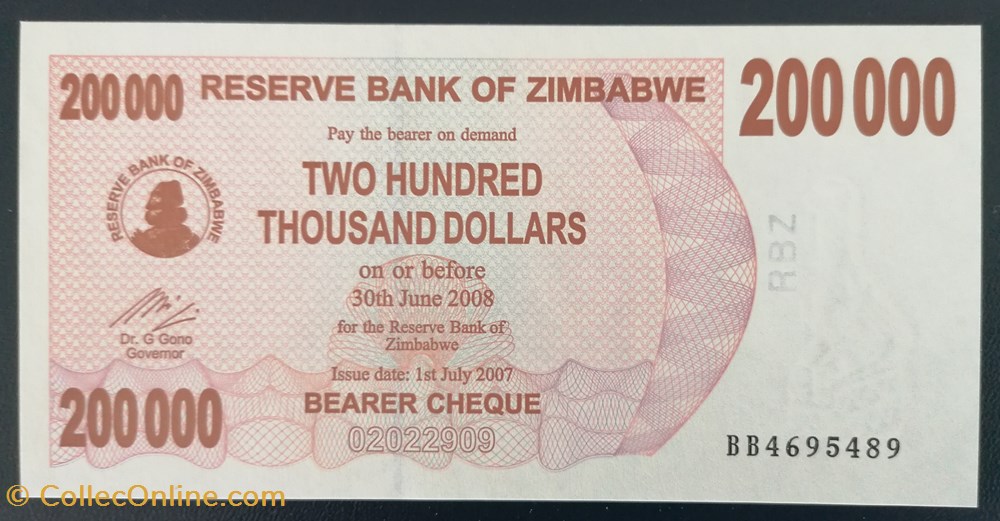 billet afrique zimbabwe p 049 200 000 dollars 2007