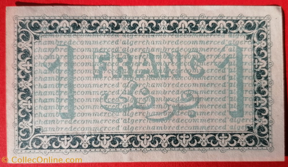 Algérie chambre de commerce d'Alger JP.137.04 1 franc 1914 billet afrique algerie chambre de commerce alger jp 137 04 1 franc 1914