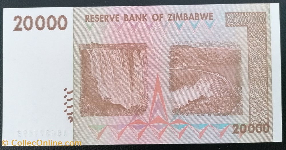 billet afrique zimbabwe p 073 20 000 dollars 2008