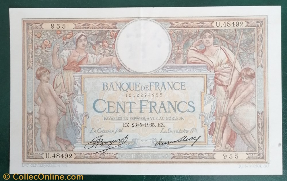 billet europe france p 078c 12 100 francs merson grandes cartouches 1935