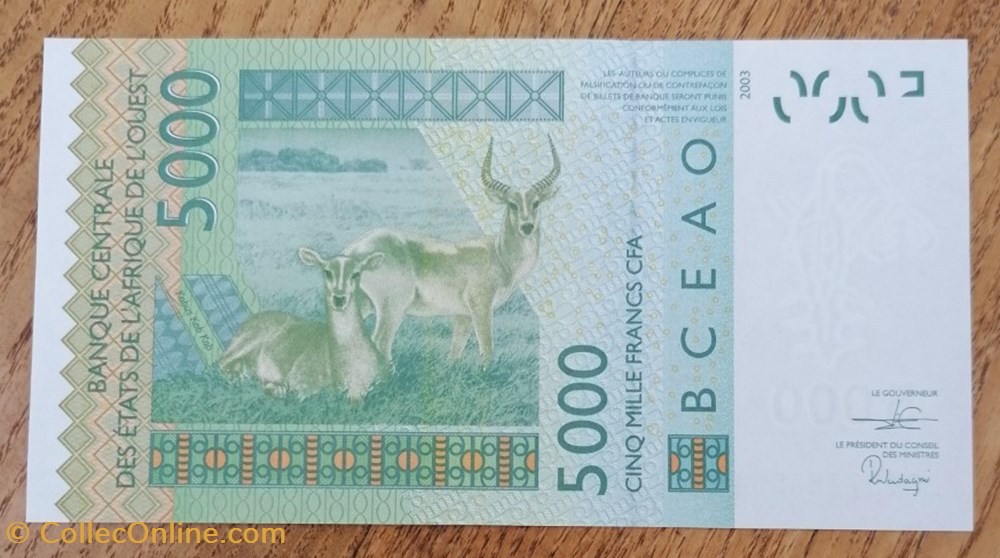 Mali 5000 francs CFA billet afrique de ouest mali 5000 francs cfa