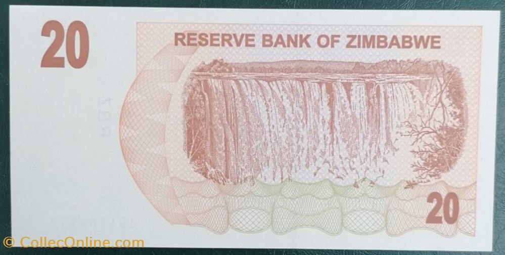 billet afrique zimbabwe p 040 20 dollars 2007
