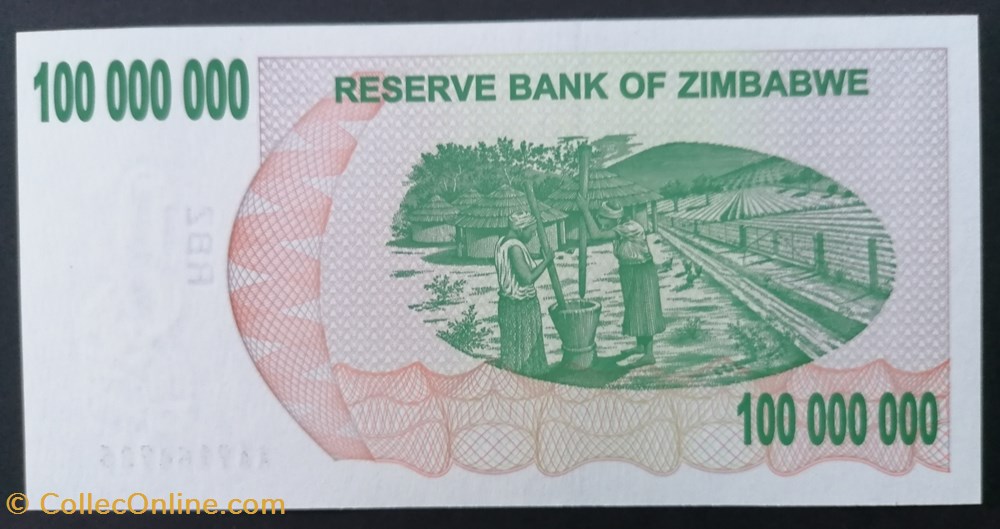 billet afrique zimbabwe p 058 100 million dollars 2008