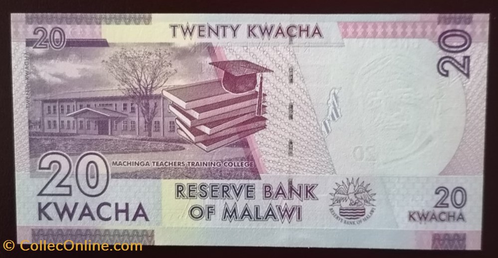 billet afrique malawi 20 kwacha 2019