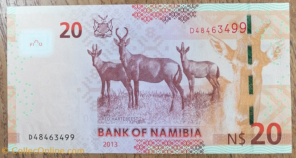Namibie P-12b 20 dollars 2013 billet afrique namibie p 12b 20 dollars 2013