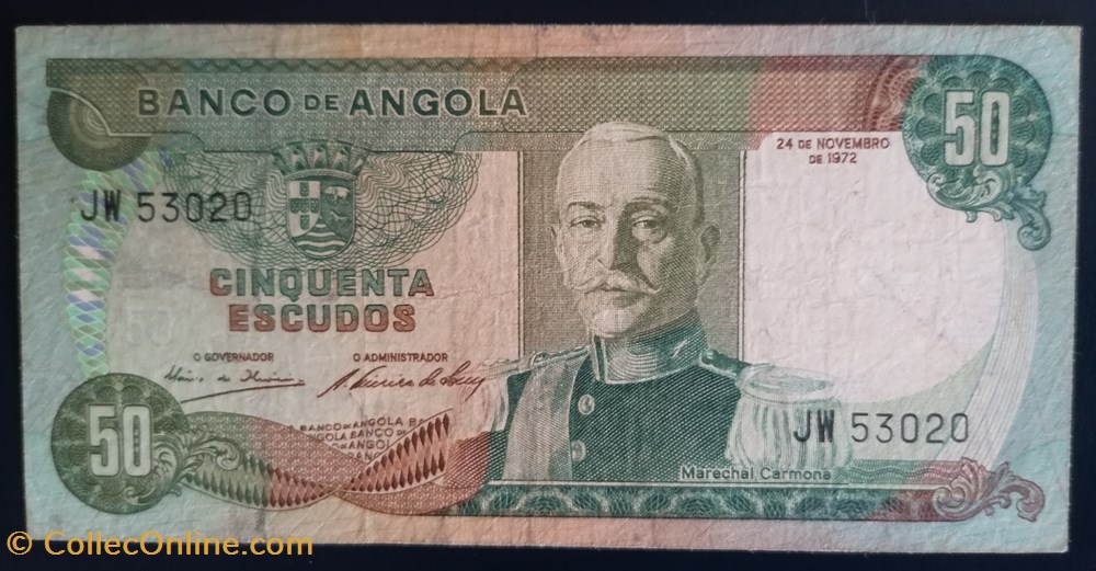 billet afrique angola p 100 50 escudos 1972