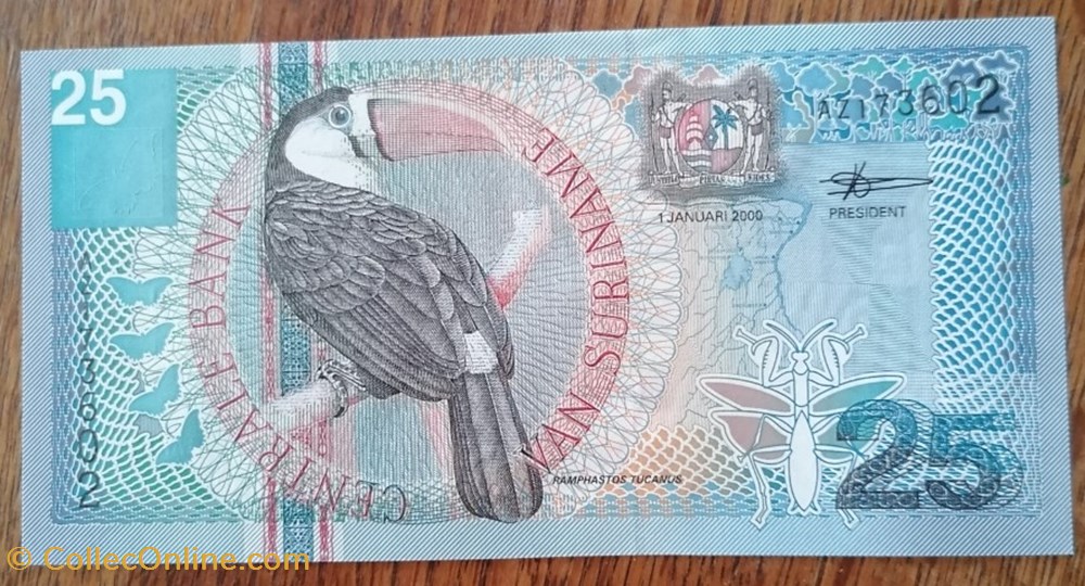 25 Gulden Surinam 2000 billet amerique du sud suriname 25 gulden surinam 2000