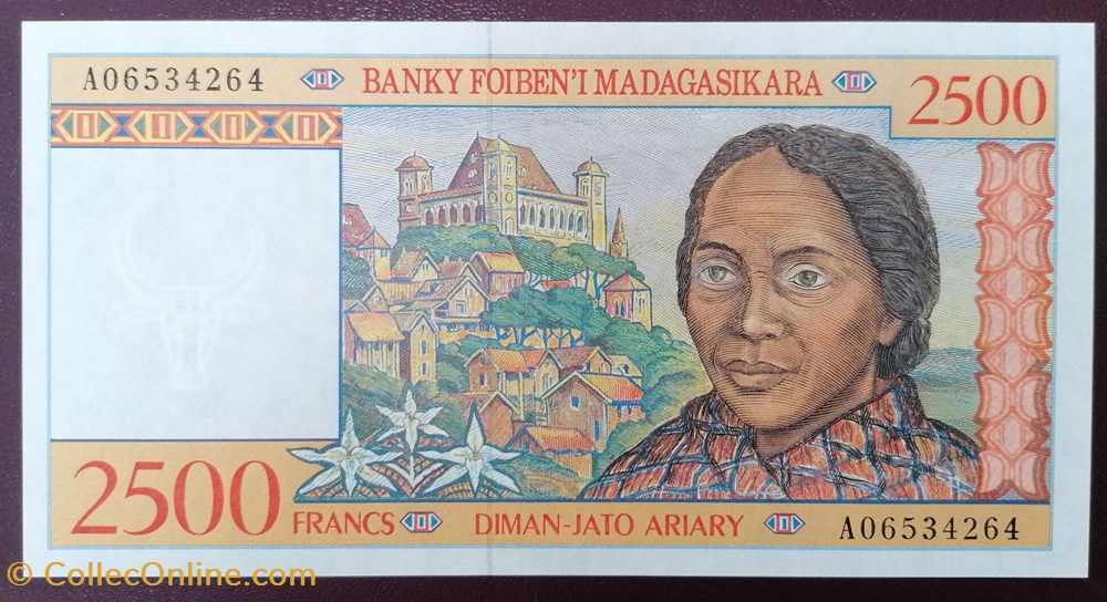 Madagascar P-081 2 500 francs 1998 billet afrique madagascar p 081 2 500 francs 1998