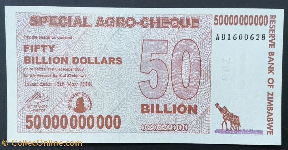 billet afrique zimbabwe p 063 50 billion dollars 2008