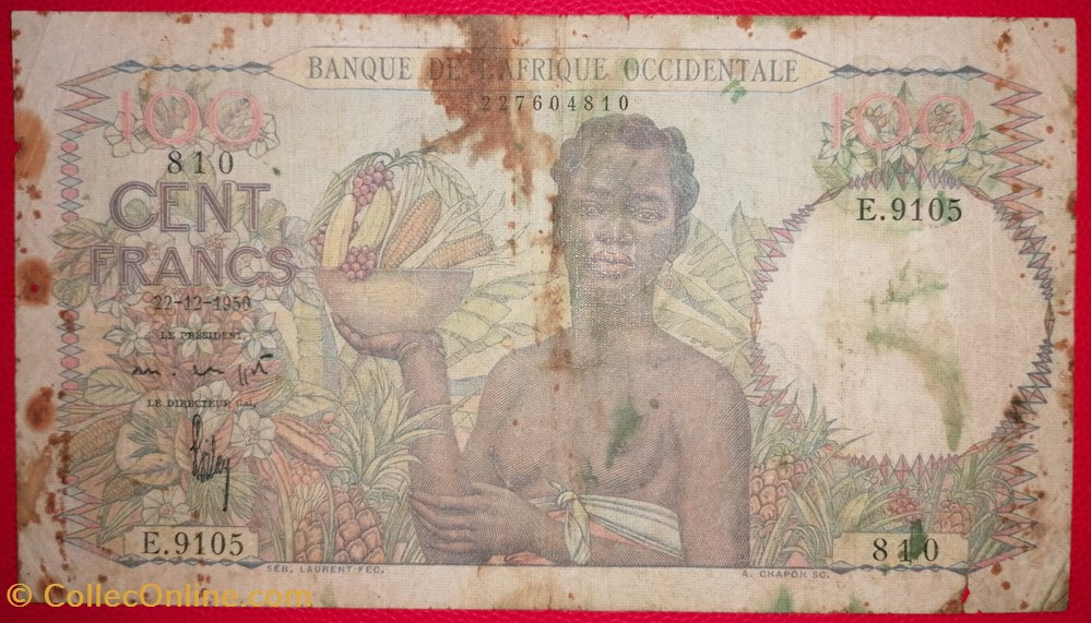 Afrique occidentale française P-040a.12 100 francs 1950 billets ouest afrique occidentale francaise p 040a 12 100 francs 1950