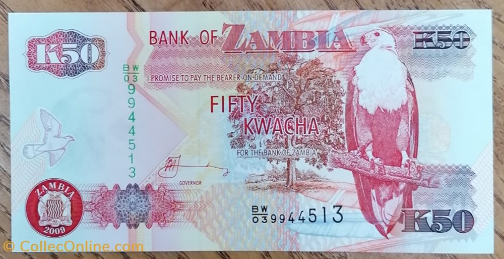 Zambie P-037h 50 Kwacha 2009 billets afrique zambie p 037h 50 kwacha 2009