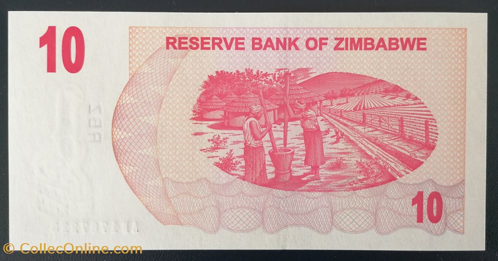 billet afrique zimbabwe p 039 10 dollars 2007