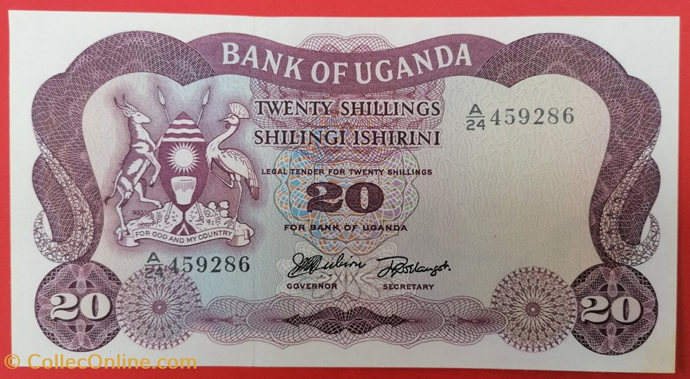 billets afrique ouganda p 003a 20 shillings nd 1966