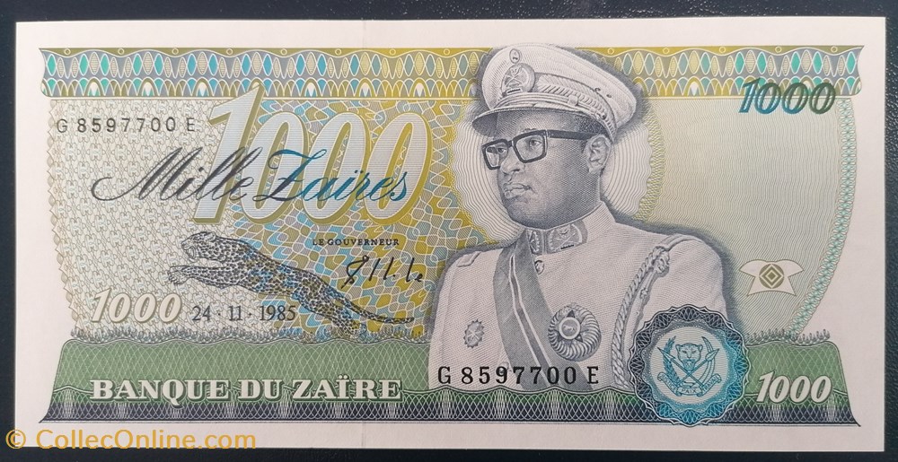 Zaïre P-031a 1000 zaïres 1985 billets afrique zaire p 031a 1000 zaires 1985