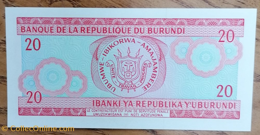 billet afrique burundi p 027d 5 20 francs 2007