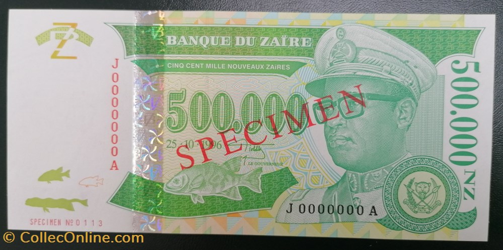 Zaïre P-078s 500 000 nouveaux zaïres 1996 billets afrique zaire p 078s 500 000 nouveaux zaires 1996