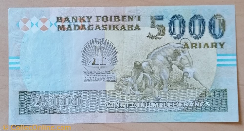 Madagascar P-074Aa 25000 francs - 500 Ariary (1993) billet afrique madagascar p 074aa 25000 francs 500 ariary 1993