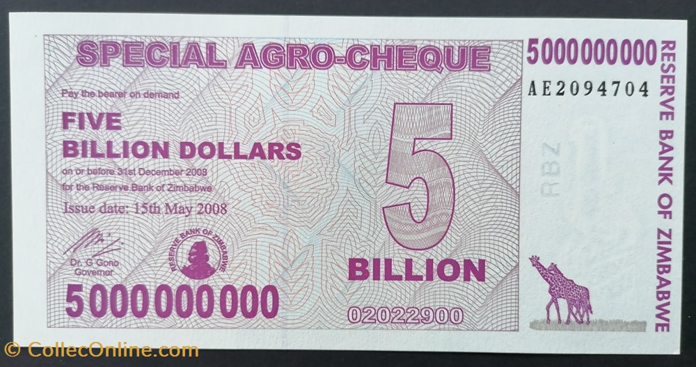 billet afrique zimbabwe p 061 5 billion dollars 2008