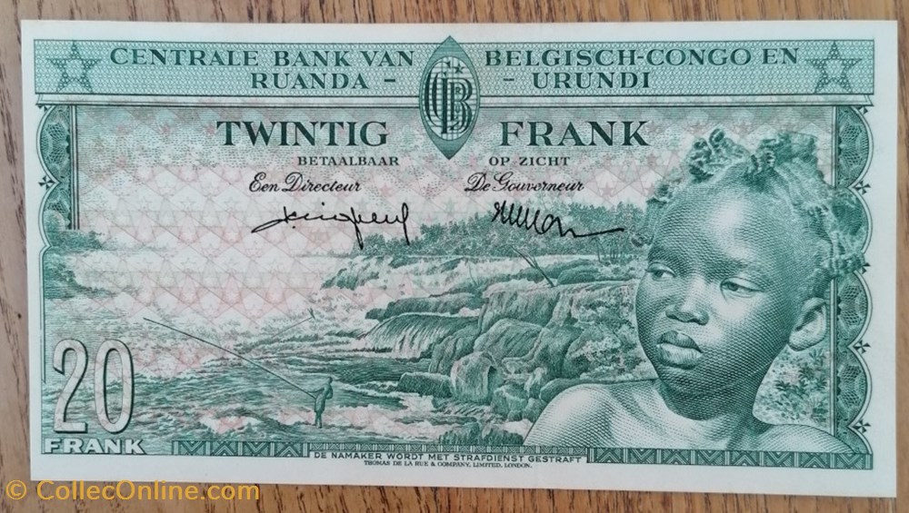 Congo belge P-031a 20 francs 1957 billet afrique congo belge p 031a 20 francs 1957