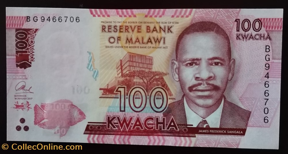 billet afrique malawi p 59b 100 kwacha 2017