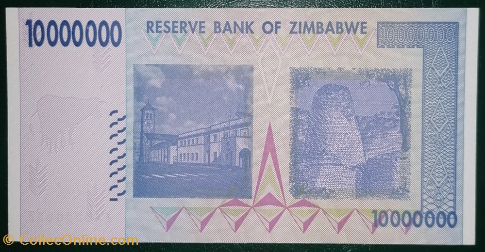 billet afrique zimbabwe p 078a 10 million dollars 2008