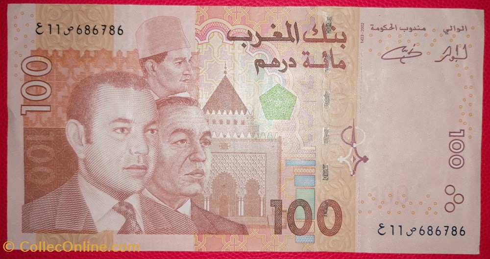 billets afrique maroc p 70 100 dirhams 2002