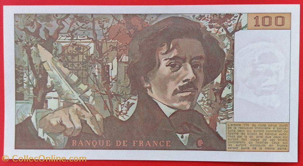 France P-154a.1 100 francs Delacroix 1978 billet europe france p 154a 1 100 francs delacroix 1978