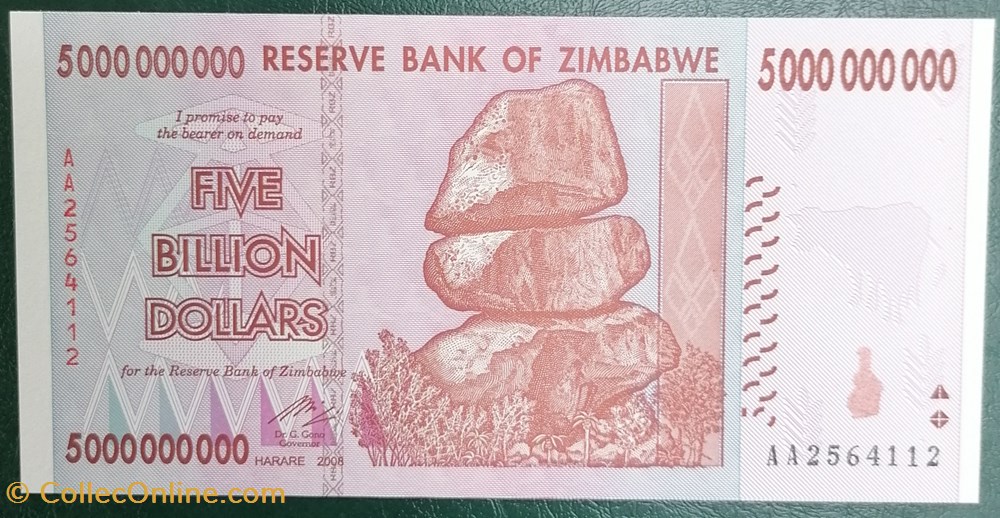 billet afrique zimbabwe p 084a 5 billion dollars 2008