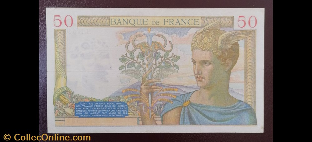 France P-085b34 50 francs Céres 1940 billet europe france p 085b34 50 francs ceres 1940