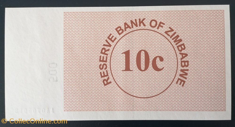 billet afrique zimbabwe p 035 10 cents 2007