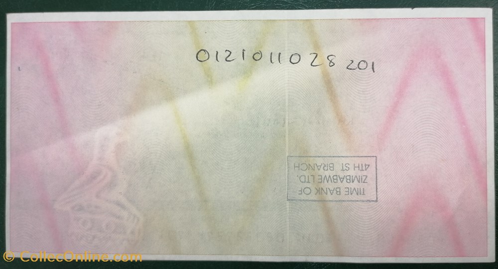 billet afrique zimbabwe p 018a 2 20 000 dollars travellers cheque 2003