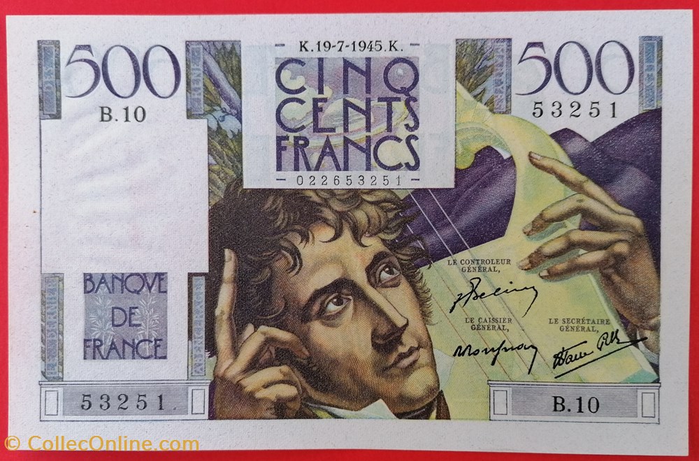 France P-129a.1 500 francs Chateaubriand 1945 billet europe france p 129a 1 500 francs chateaubriand 1945