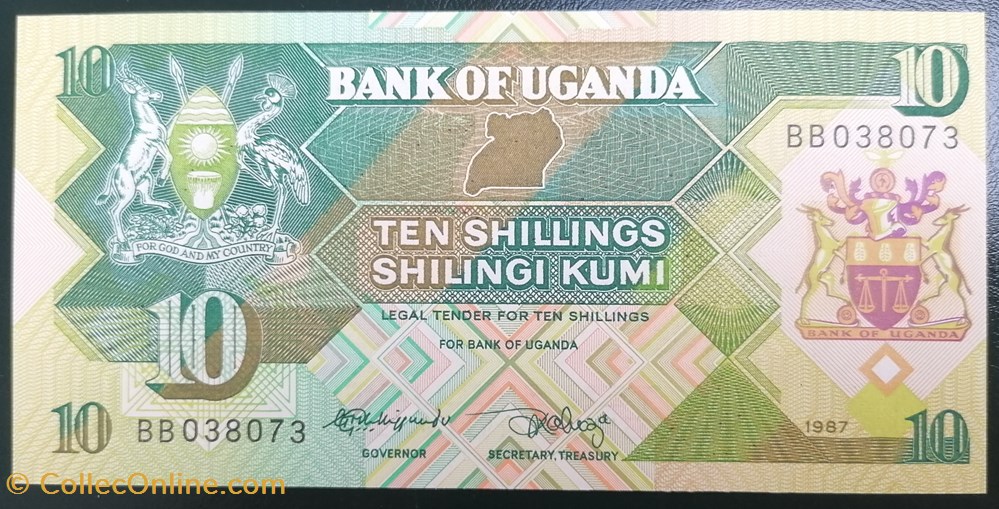 billets afrique ouganda p 028 10 shillings 1987