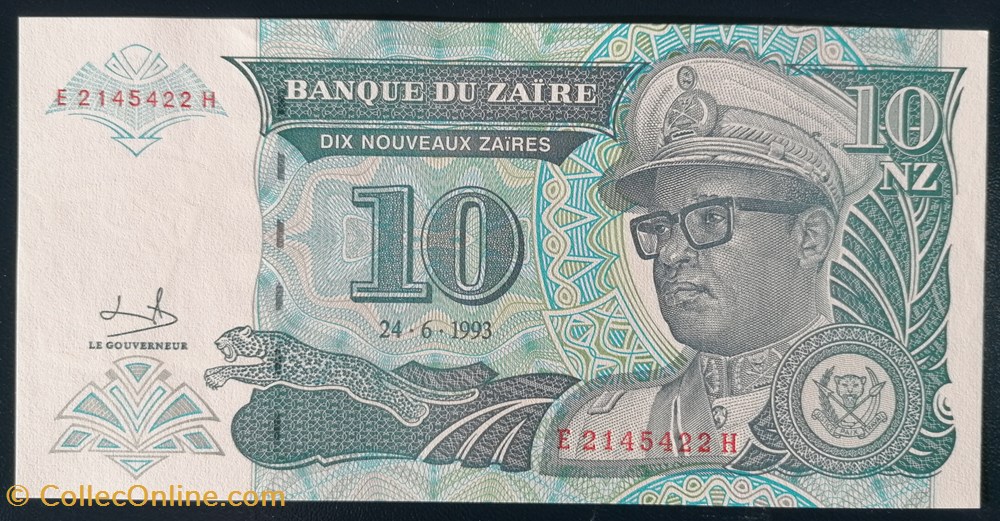 Zaïre P-055 10 nouveaux zaïres 1993 billet afrique zaire p 055 10 nouveaux zaires 1993