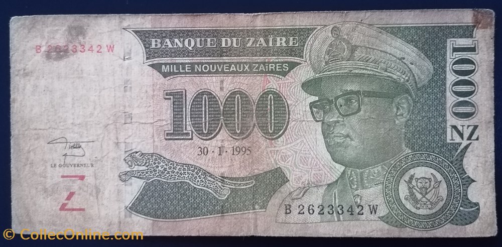 Zaïre P-067a 1000 nouveaux zaïres 1995 billet afrique zaire p 067a 1000 nouveaux zaires 1995