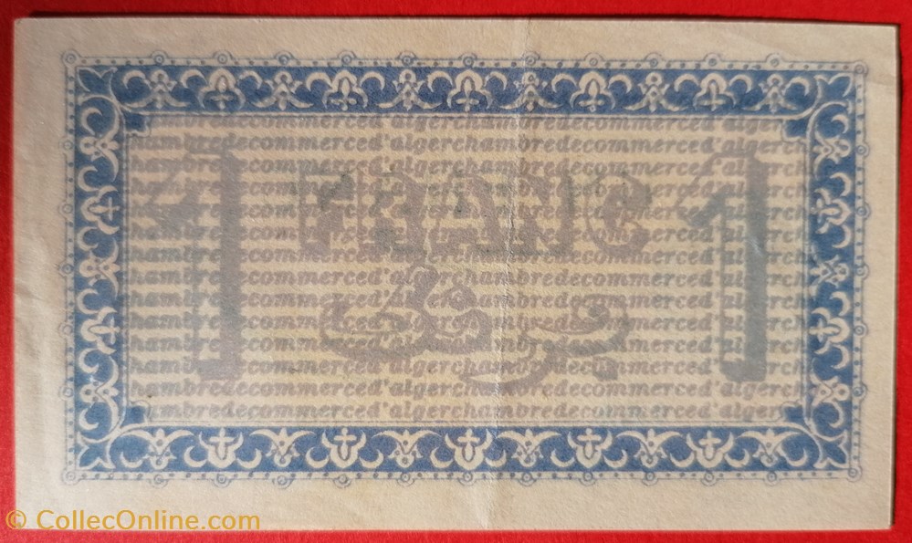 Algérie chambre de commerce d'Alger JP.137.15 1 franc 1920 billet afrique algerie chambre de commerce alger jp 137 15 1 franc 1920