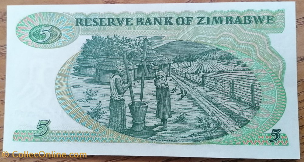 billet afrique zimbabwe p 002c 5 dollars 1983