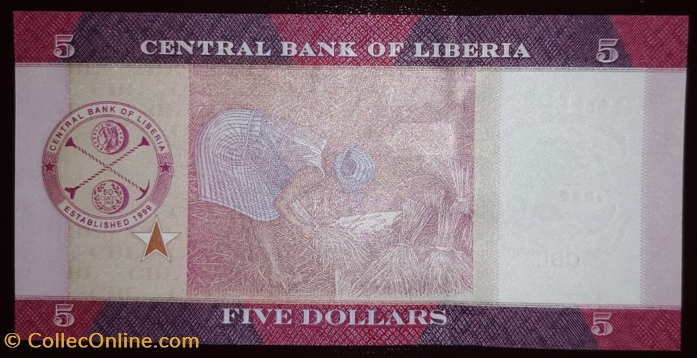 Liberia P-031a 5 Dollars 2016 billets afrique liberia p 031a 5 dollars 2016