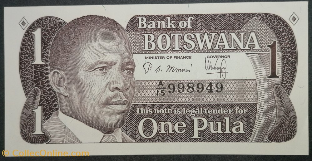 Botswana P-06a 1 Pula 1983 billets afrique botswana p 06a 1 pula 1983