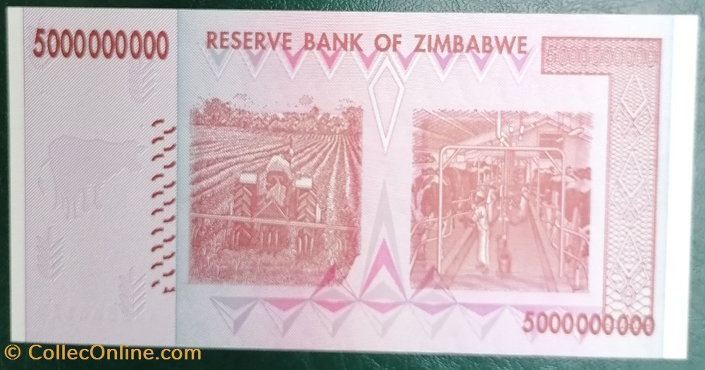 billet afrique zimbabwe p 084a 5 billion dollars 2008